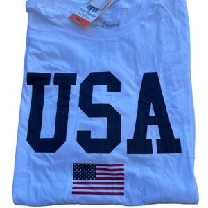 General Standard USA Flag Graphic T-Shirt Mens XXL White Short Sleeve NWT